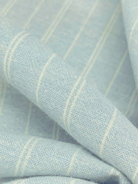 Pale Sky Blue/Off-White Hemp/Organic Cotton Vertical Stripe Chambray Shirting 56W