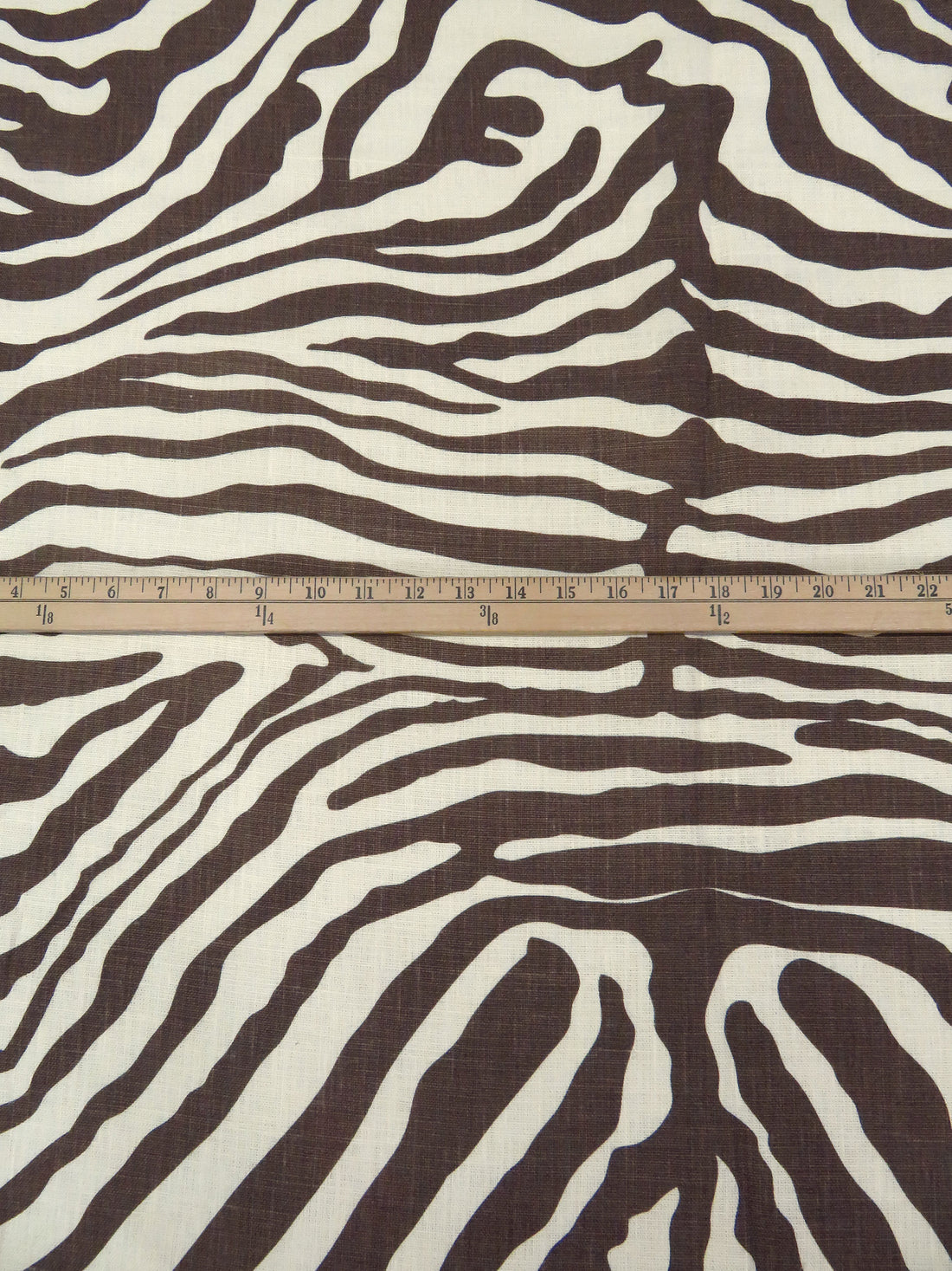 Deep Caviar/Bone 100% Linen Zebra Print Canvas 54W