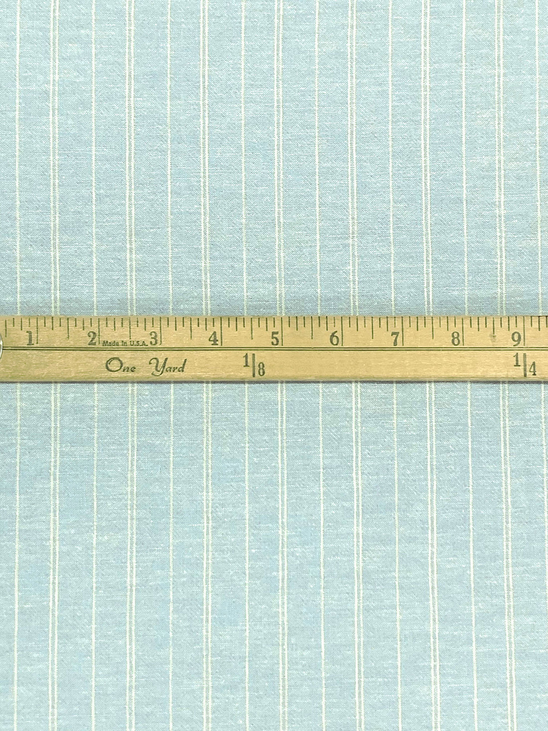 Pale Sky Blue/Off-White Hemp/Organic Cotton Vertical Stripe Chambray Shirting 56W