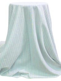 Pale Sky Blue/Off-White Hemp/Organic Cotton Vertical Stripe Chambray Shirting 56W