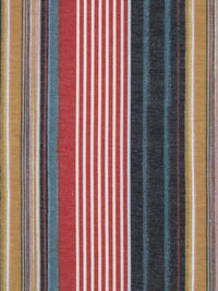 Brick Red/White/Slate Blue/Multi Polyester/Rayon/Lycra Vertical Multi Stripe Print French Terry Knit 60W