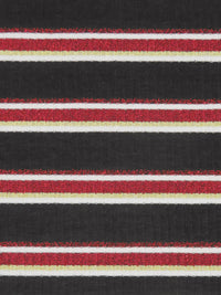 Black/Crimson/Pale Gold/White Polyester/Lurex/Lycra Horizontal Stripe Design Rib Knit 58W