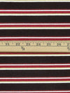 Black/Crimson/Pale Gold/White Polyester/Lurex/Lycra Horizontal Stripe Design Rib Knit 58W