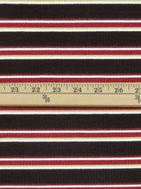 Black/Crimson/Pale Gold/White Polyester/Lurex/Lycra Horizontal Stripe Design Rib Knit 58W