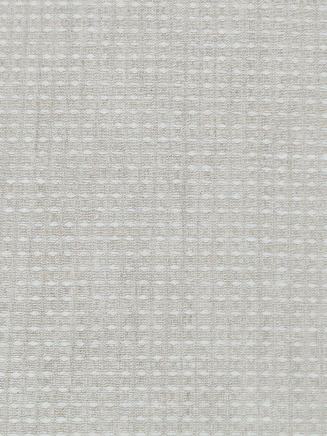 Oatmeal/White 100% Linen Novelty Grid Weave Shirt Weight Woven 60W