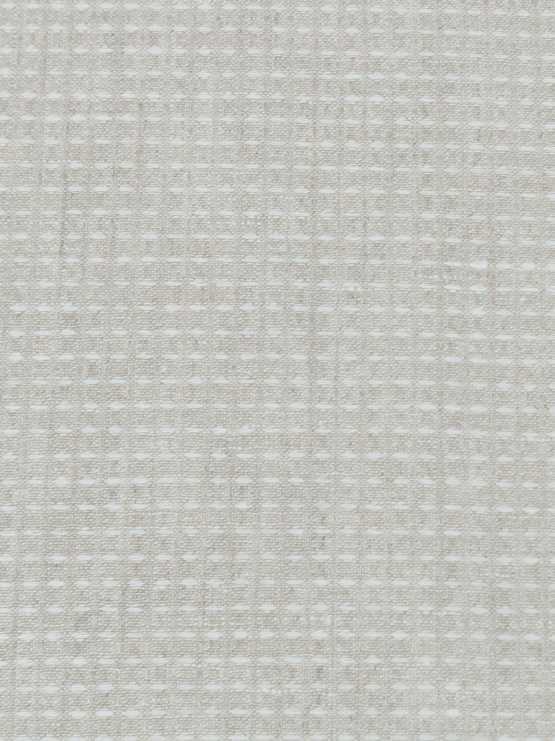 Oatmeal/White 100% Linen Novelty Grid Weave Shirt Weight Woven 60W