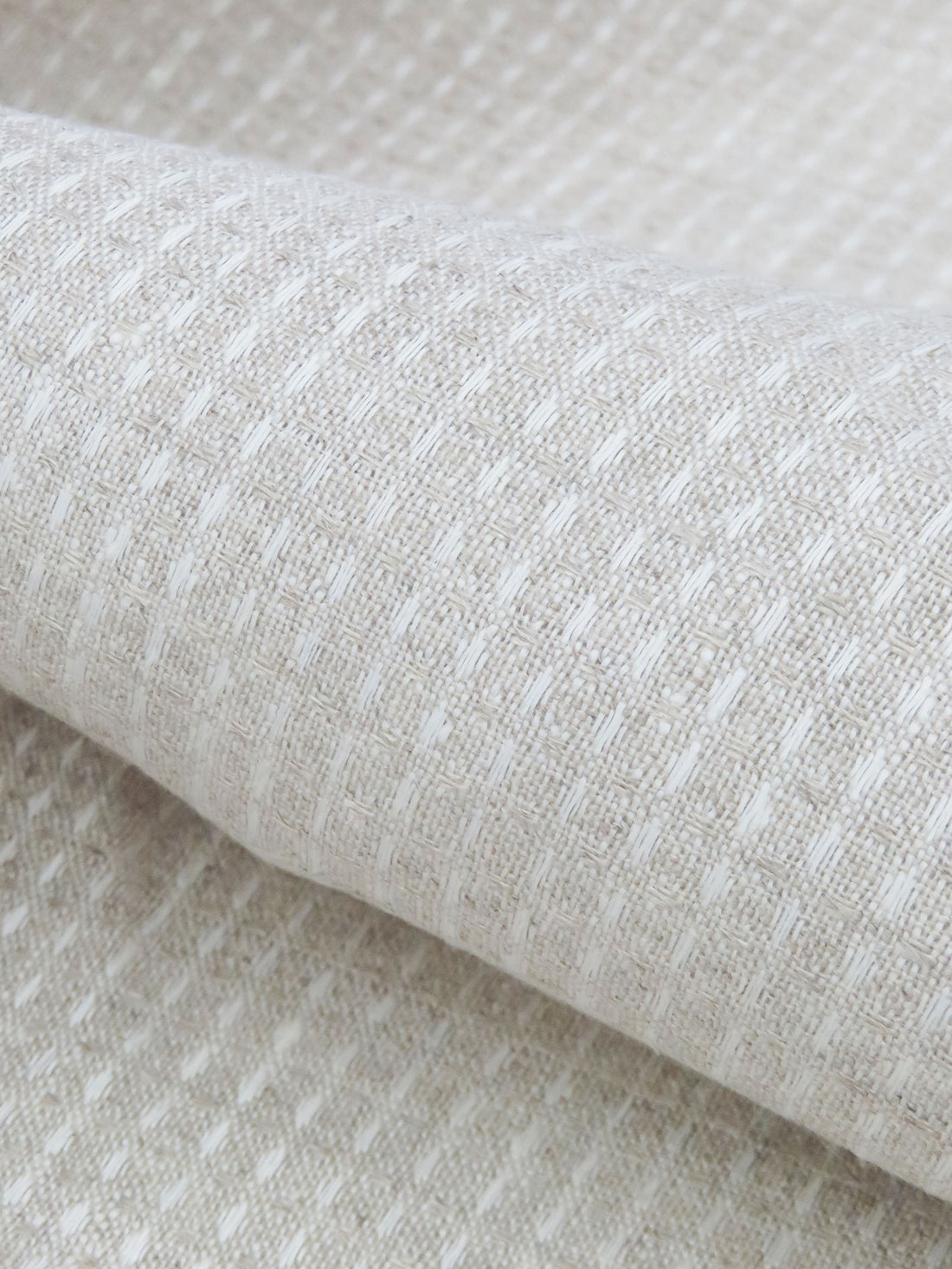 Oatmeal/White 100% Linen Novelty Grid Weave Shirt Weight Woven 60W