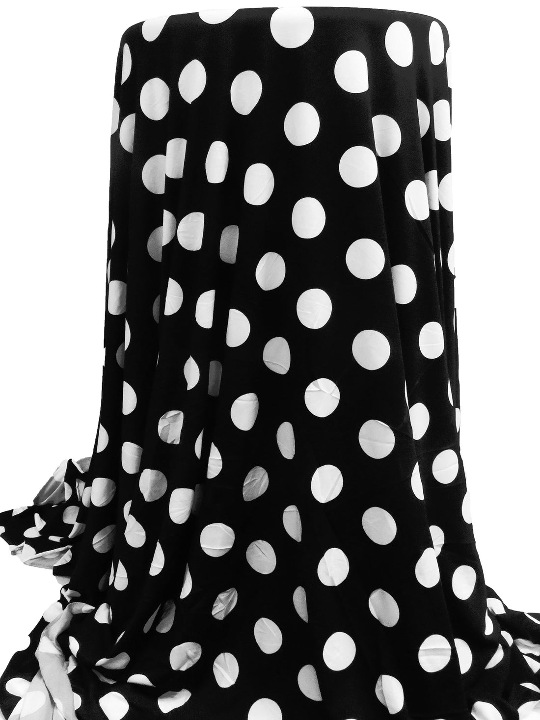 Black/White Polyester/Lycra Polka Large Dot Print DTY Knit - NY Designer - 59W