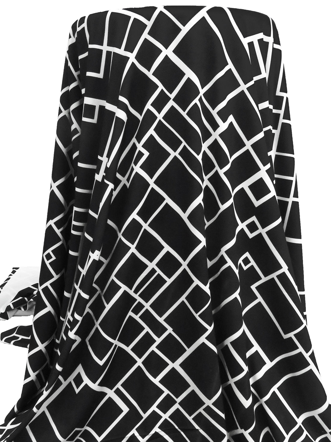 Black/White Polyester/Lycra Geometric Lattice Print ITY Knit - NY Designer - 59W
