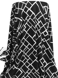 Black/White Polyester/Lycra Geometric Lattice Print ITY Knit - NY Designer - 59W