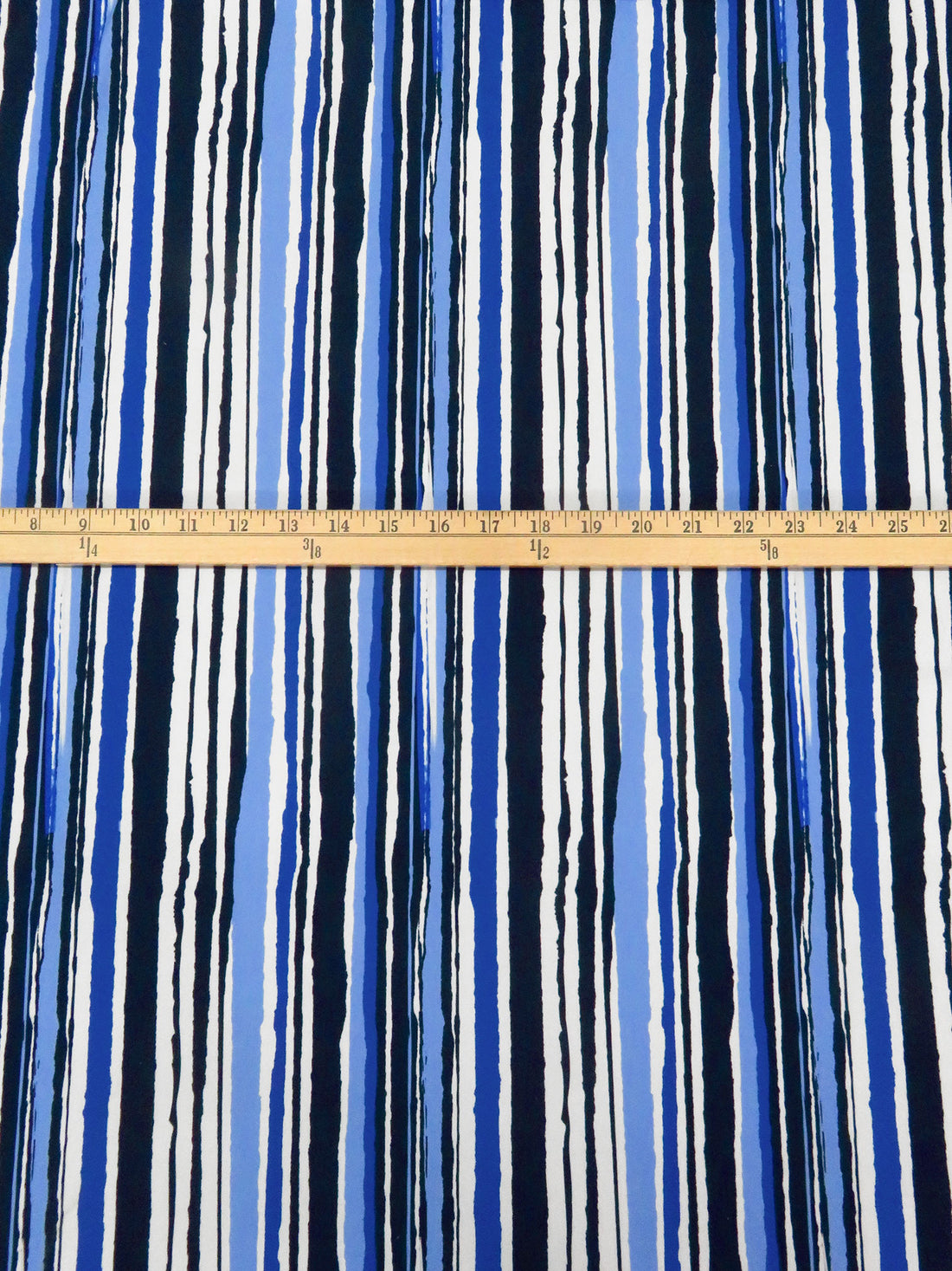 Midnight Navy/White/Cornflower/Multi Polyester/Lycra Organic Vertical Stripe Print ITY Knit - NY Designer - 57W