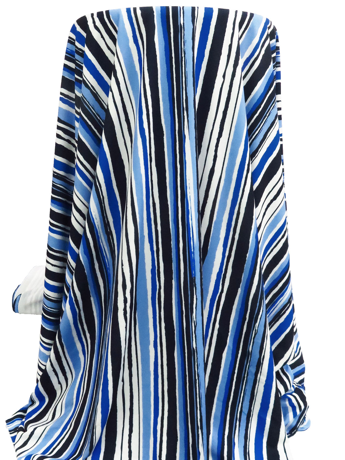 Midnight Navy/White/Cornflower/Multi Polyester/Lycra Organic Vertical Stripe Print ITY Knit - NY Designer - 57W