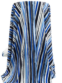 Midnight Navy/White/Cornflower/Multi Polyester/Lycra Organic Vertical Stripe Print ITY Knit - NY Designer - 57W