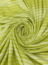 Acid Green/Pale Lime Pulp Rayon/Lycra Horizontal Stripe Jersey Knit 60W