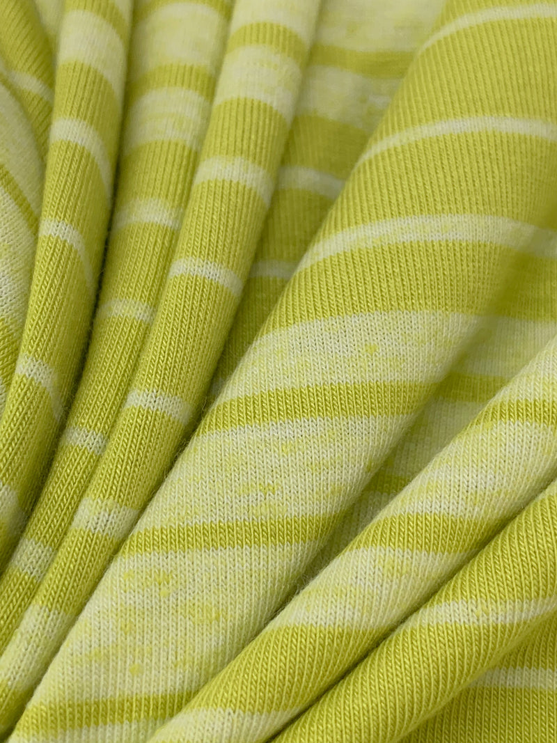 Acid Green/Pale Lime Pulp Rayon/Lycra Horizontal Stripe Jersey Knit 60W