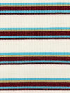 Eggshell/Burgundy/Metallic Gold/Sky Blue Polyester/Lurex/Lycra Horizontal Stripe Rib Knit 54W