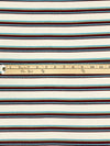 Eggshell/Burgundy/Metallic Gold/Sky Blue Polyester/Lurex/Lycra Horizontal Stripe Rib Knit 54W