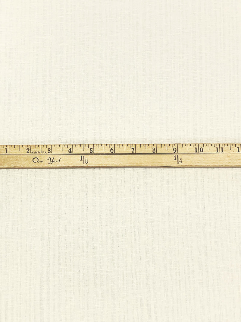 Ivory 100% Linen Vertical Leno Weave Stripe Midweight Woven 58W