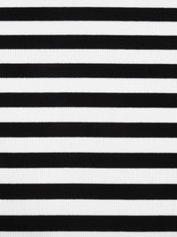 Black/White Rayon/Lycra Horizontal Stripe Weave Brushed 2x2 Rib Knit - NY Designer - 50W