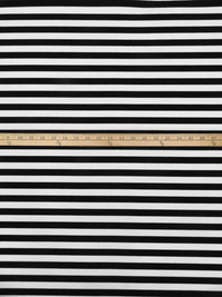 Black/White Rayon/Lycra Horizontal Stripe Weave Brushed 2x2 Rib Knit - NY Designer - 50W