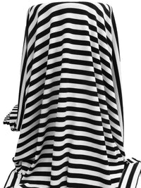 Black/White Rayon/Lycra Horizontal Stripe Weave Brushed 2x2 Rib Knit - NY Designer - 50W