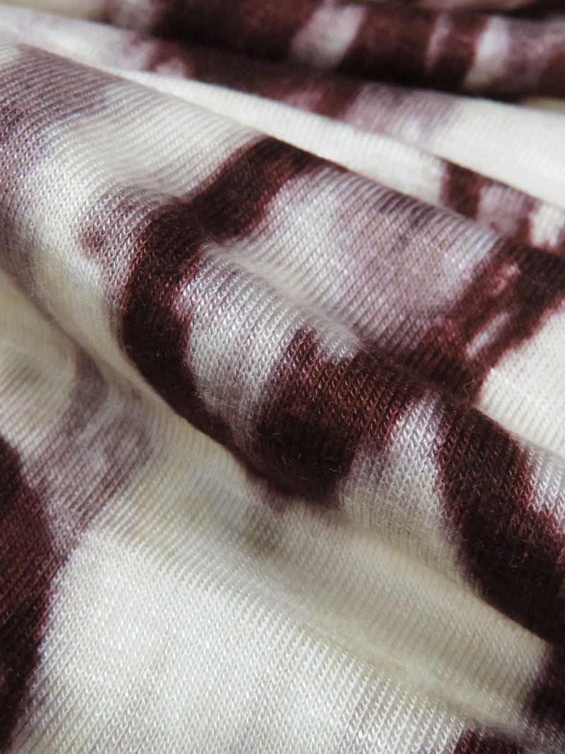 Dusty Muted Cream/Plum Wine/Dusty Amethyst Rayon/Lycra Organic Matter Tie-Dye Jersey Knit 56W