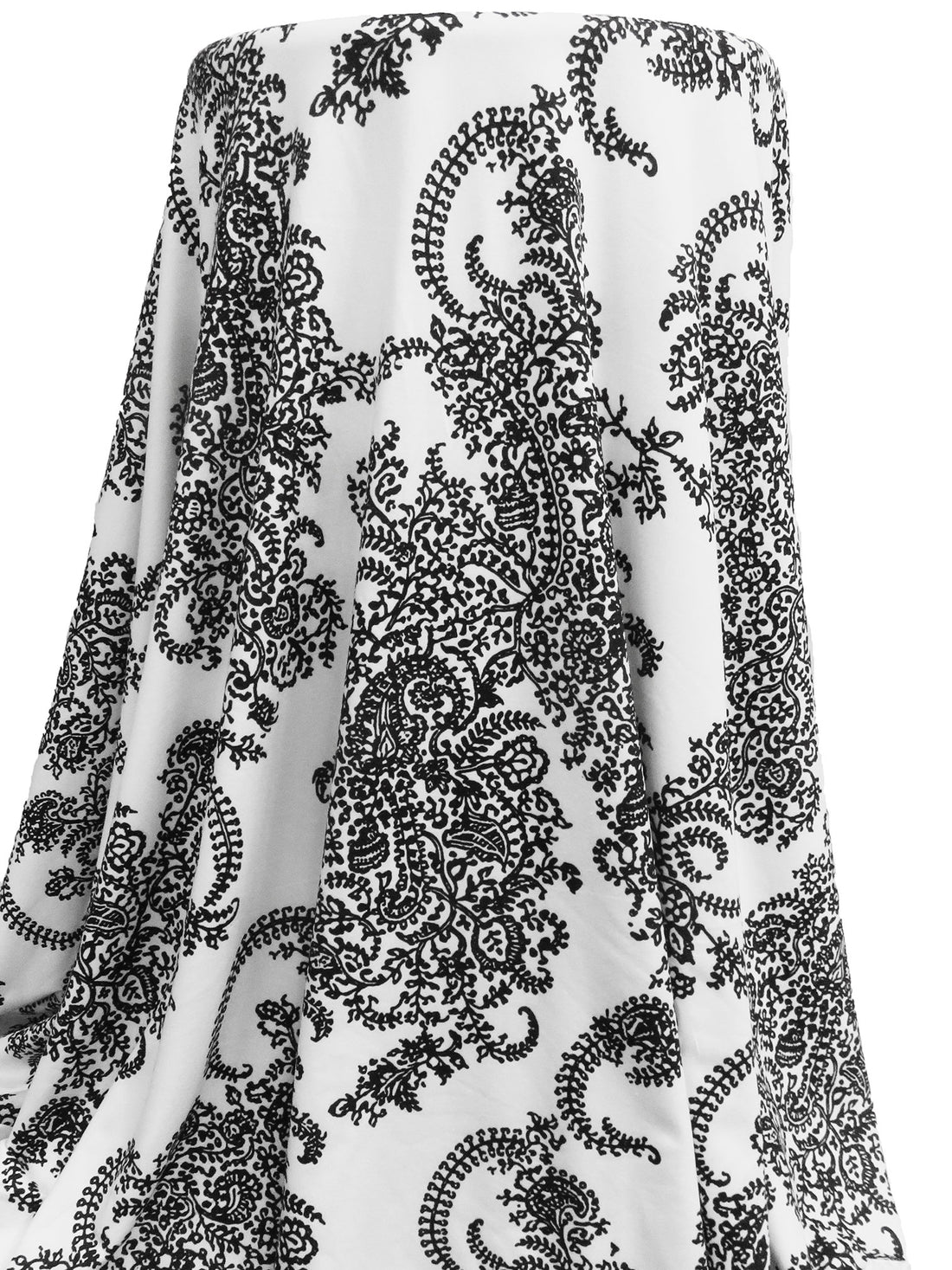 White/Black Polyester/Lycra Ornate Print DTY Knit - NY Designer - 62W