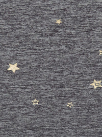 Pewter Gray/Gold Polyester/Lycra Novelty Star Foil Print Space-Dyed Double Brushed Knit 56W