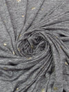 Pewter Gray/Gold Polyester/Lycra Novelty Star Foil Print Space-Dyed Double Brushed Knit 56W