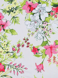 Off-White/Strawberry Pink/Fern Green/Multi Polyester/Lycra Spring Floral Print Crepe Techno Knit - NY Designer - 59W