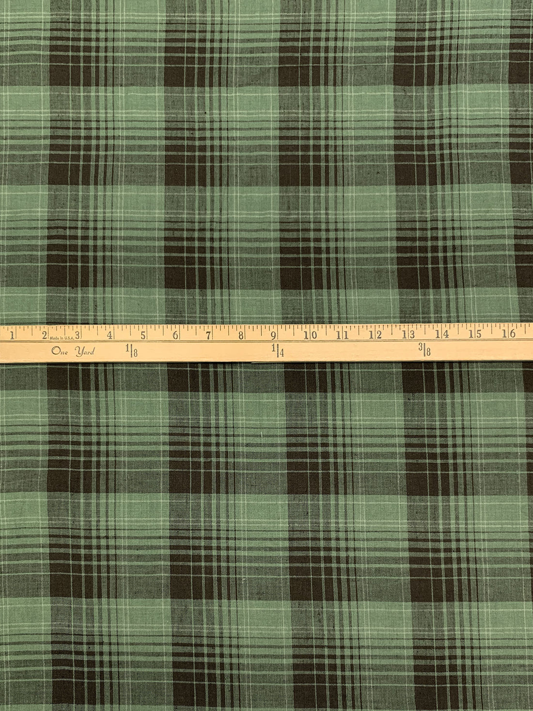 Artichoke/Carob/Muted Cream 100% Linen Plaid Shirt Weight Woven 58W