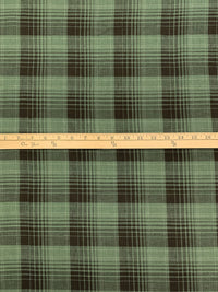Artichoke/Carob/Muted Cream 100% Linen Plaid Shirt Weight Woven 58W
