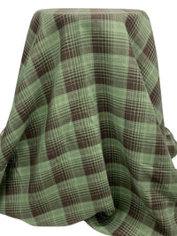 Artichoke/Carob/Muted Cream 100% Linen Plaid Shirt Weight Woven 58W