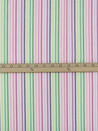 Kelly Green/Flamingo/Jazzberry Jam Purple/Multi Cotton/Lycra Vertical Stripe Design Stretch Voile 44W