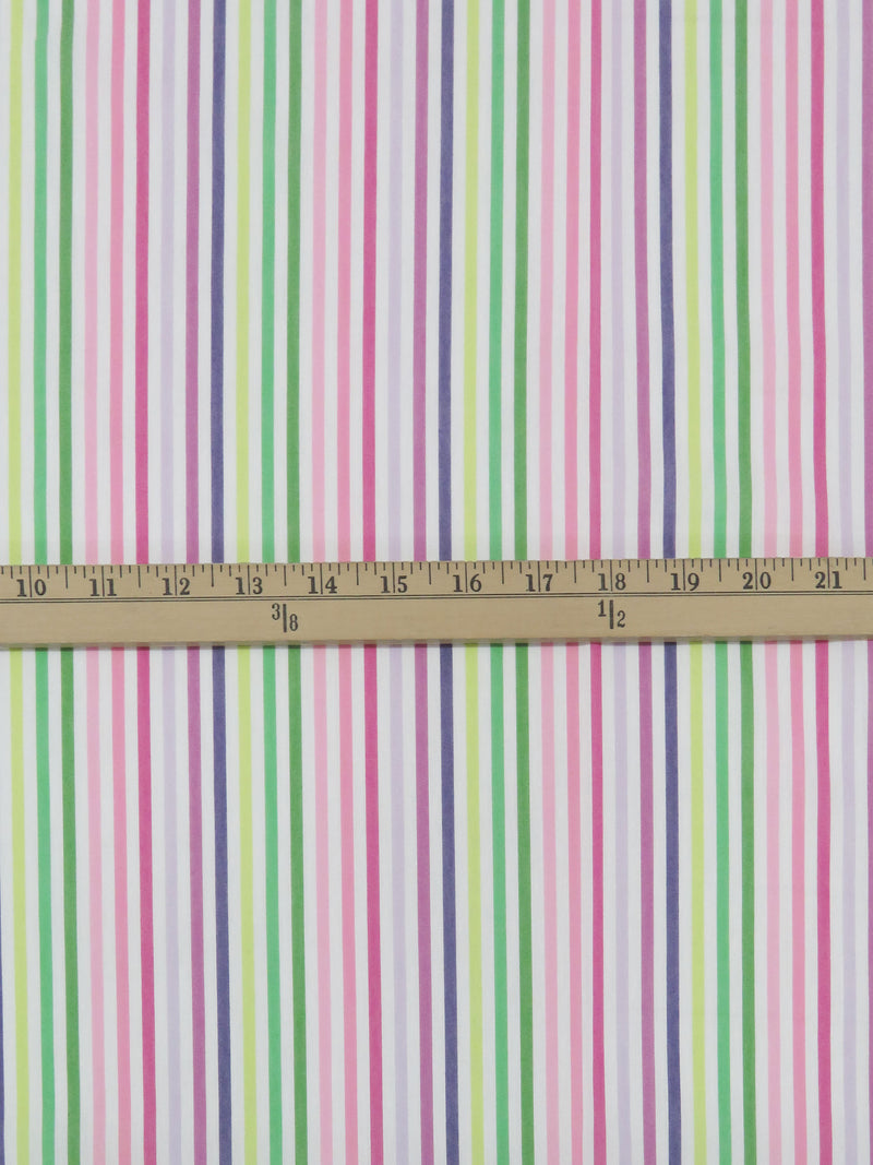 Kelly Green/Flamingo/Jazzberry Jam Purple/Multi Cotton/Lycra Vertical Stripe Design Stretch Voile 44W