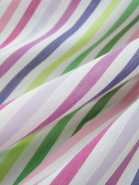 Kelly Green/Flamingo/Jazzberry Jam Purple/Multi Cotton/Lycra Vertical Stripe Design Stretch Voile 44W