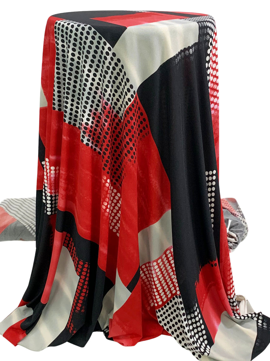 Persian Red/Black/Silver Polyester/Lycra Large Diagonal Geometric Print ITY Knit 56W