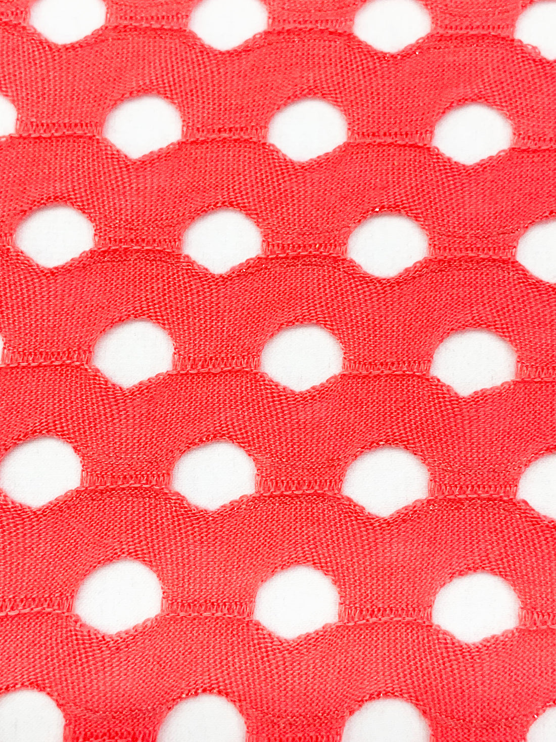 Coral Pink Polyester/Lycra Eyelet Knit 53W