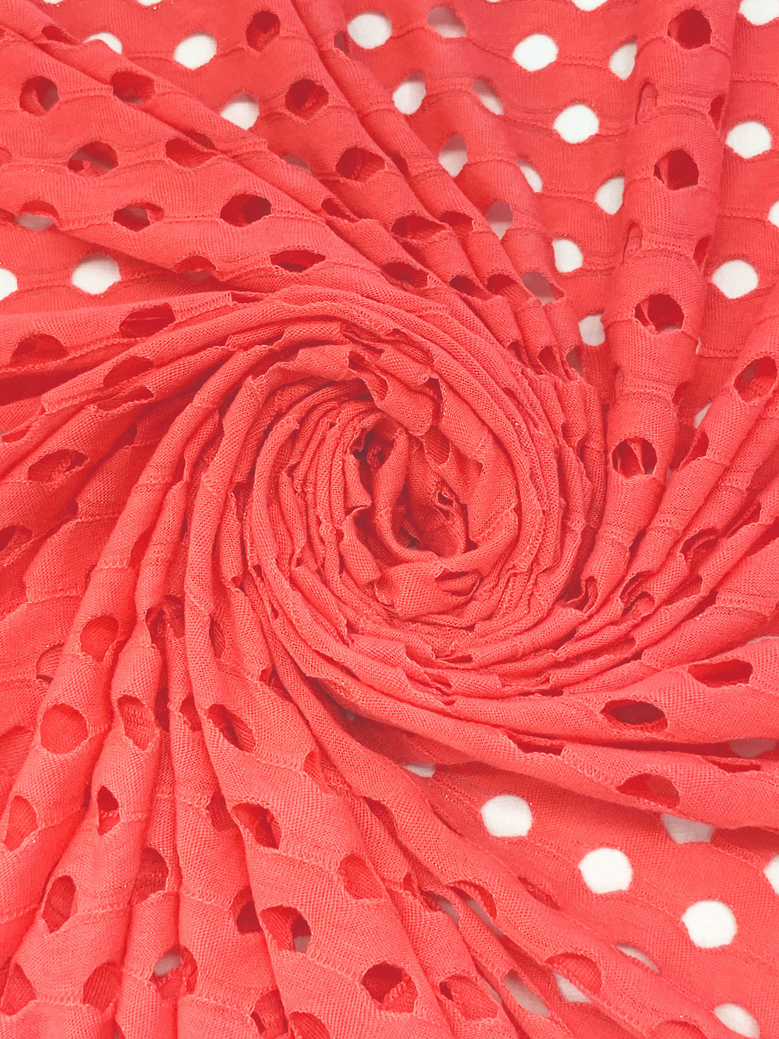 Coral Pink Polyester/Lycra Eyelet Knit 53W