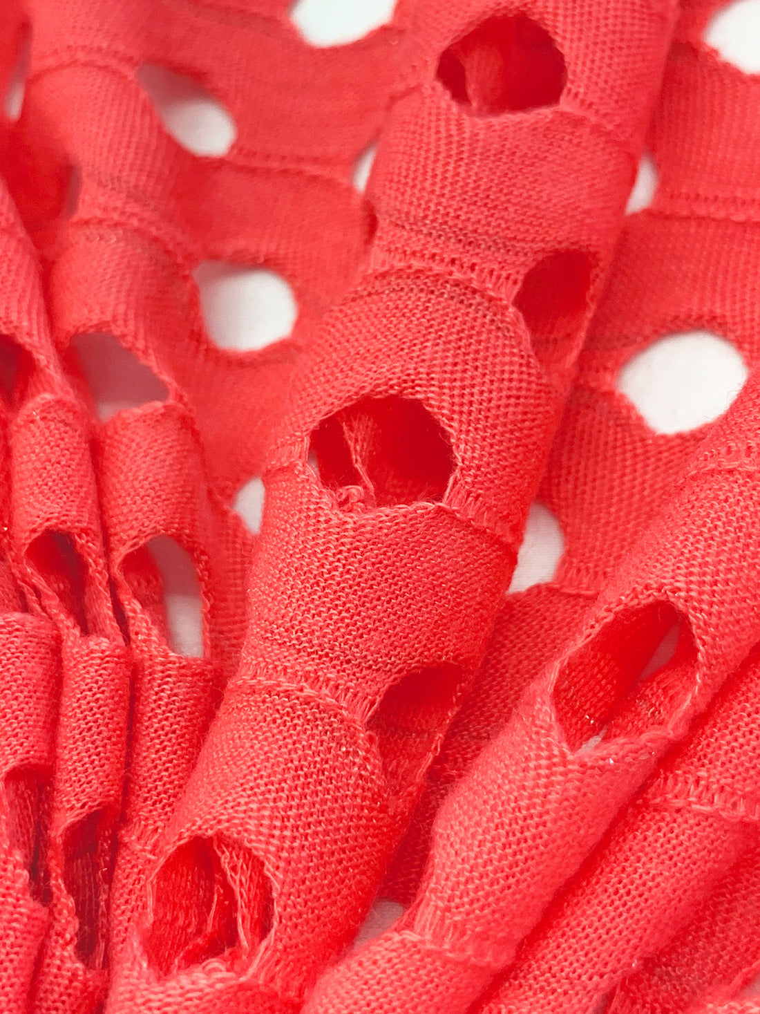 Coral Pink Polyester/Lycra Eyelet Knit 53W