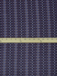 Deep Sapphire/Ghost White/Cedar Brown/Carolina Blue 100% Rayon Vertical Stitch-Look Stripe Print 52W