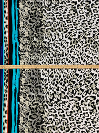 White/Desert Beige/Black/Multi Polyester/Lycra Double Border Animal Print Jersey Knit 59W