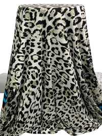 White/Desert Beige/Black/Multi Polyester/Lycra Double Border Animal Print Jersey Knit 59W