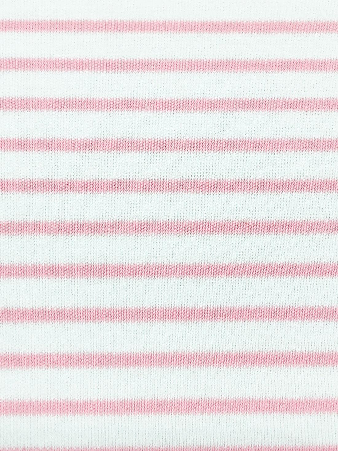 White/Pink Cotton/Lycra Horizontal Stripe Interlock Knit 60W