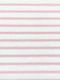 White/Pink Cotton/Lycra Horizontal Stripe Interlock Knit 60W
