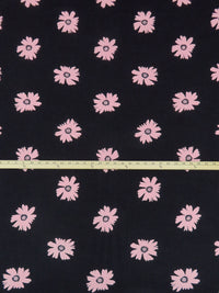 Black/Dusty Cherry Pink 100% Rayon Floral Print Voile 56W