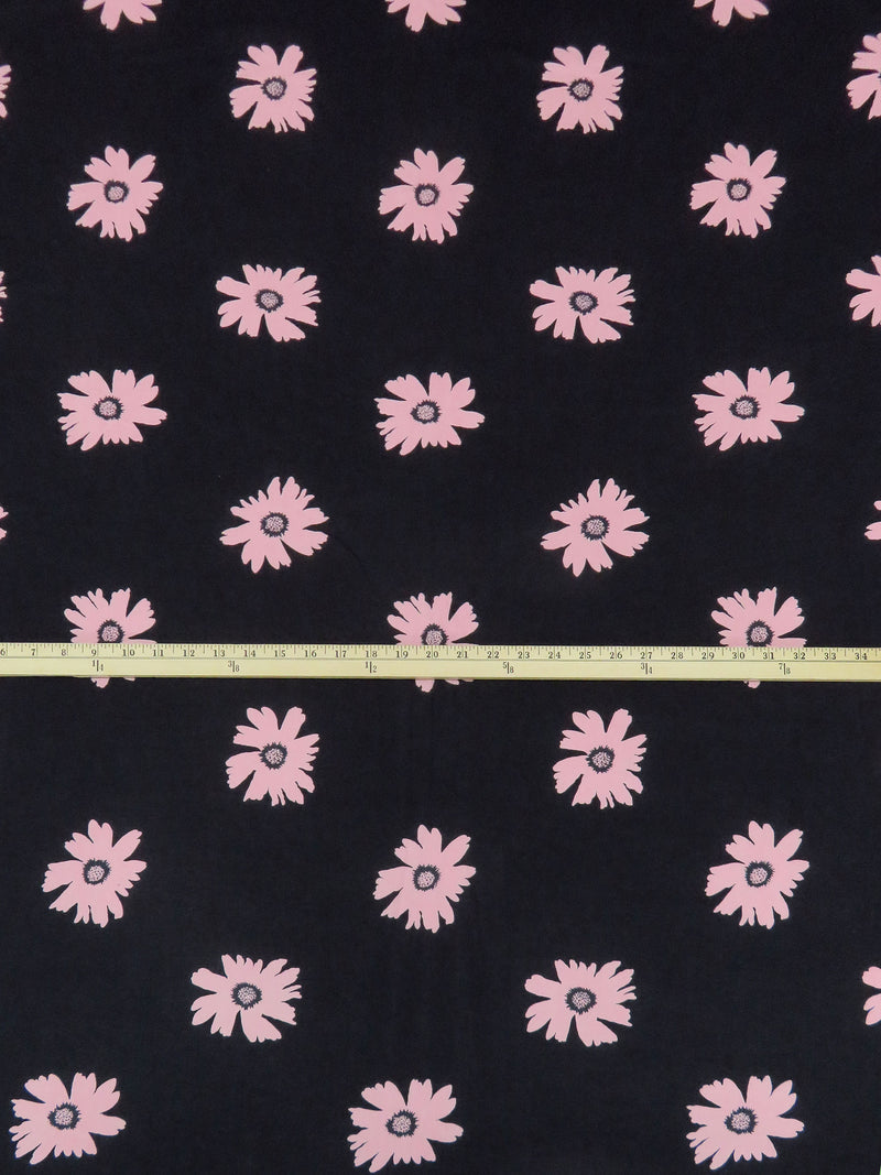 Black/Dusty Cherry Pink 100% Rayon Floral Print Voile 56W