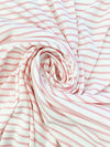 White/Pink Cotton/Lycra Horizontal Stripe Interlock Knit 60W