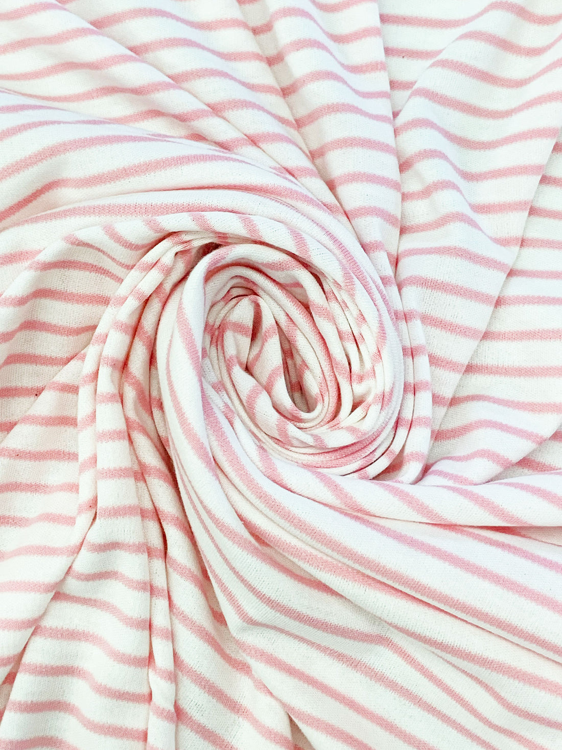 White/Pink Cotton/Lycra Horizontal Stripe Interlock Knit 60W