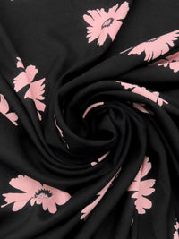 Black/Dusty Cherry Pink 100% Rayon Floral Print Voile 56W